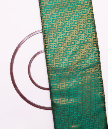 green elephant design banarasi brocade silk fabric